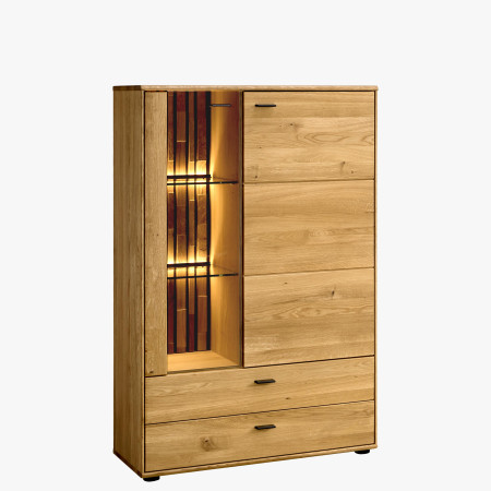 Vysoká komoda dřevěná se sklem