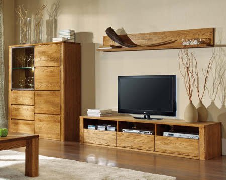 Obývací stěna z masivu, Nice barva ořech