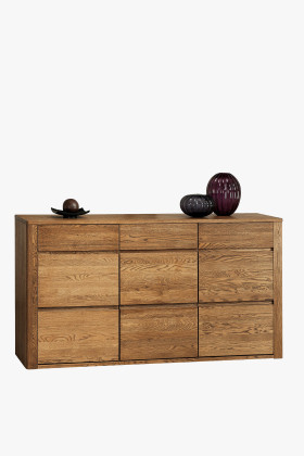 Kommode Eichenholz Walnuss 3 Schubladen 3 Türen massiv