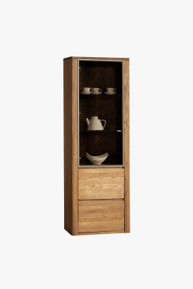 Massive Eiche Vitrine ein-türig Holzoptik natur