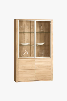 Zweitürige Eichenvitrine 199 cm hoch, naturholz