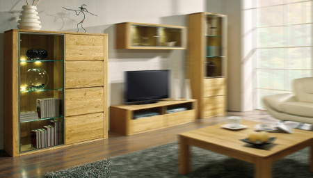 Moderní vitrina do obýváku, Nice 46 dub bianco