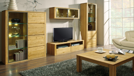 Moderní vitrina do obýváku, Nice 46 dub ořech