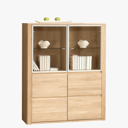 Skleněná dubová vitrina, Nice 05 dub bianco