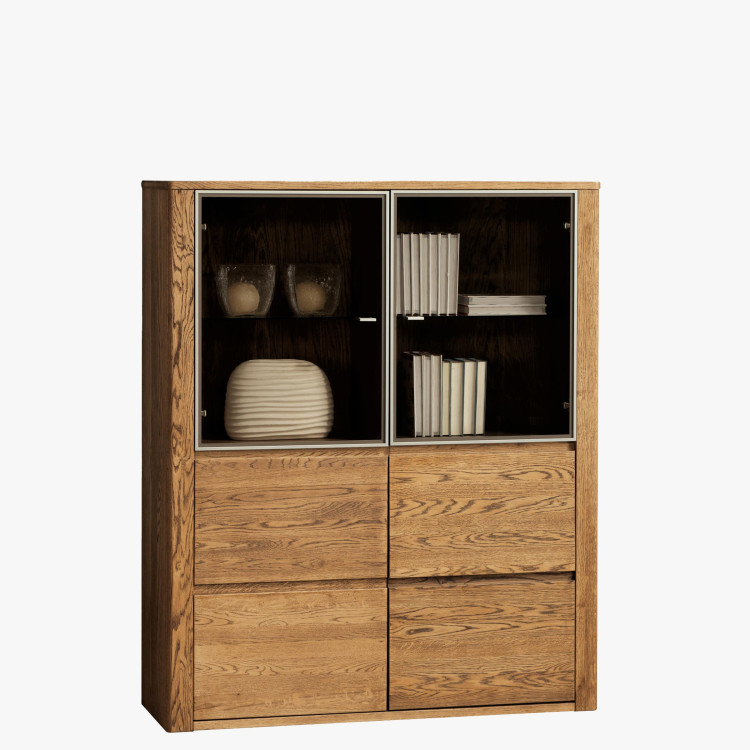 Skleněná dubová vitrina, Nice 05 dub ořech