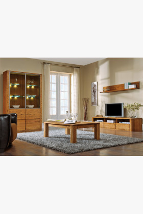 Skleněná dubová vitrina, Nice 05 dub ořech 2