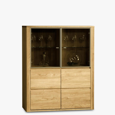 Skleněná dubová vitrina, Nice 05 dub natural