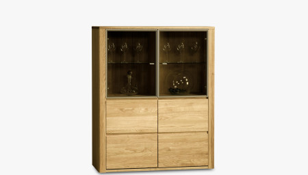 Skleněná dubová vitrina, Nice 05 dub natural