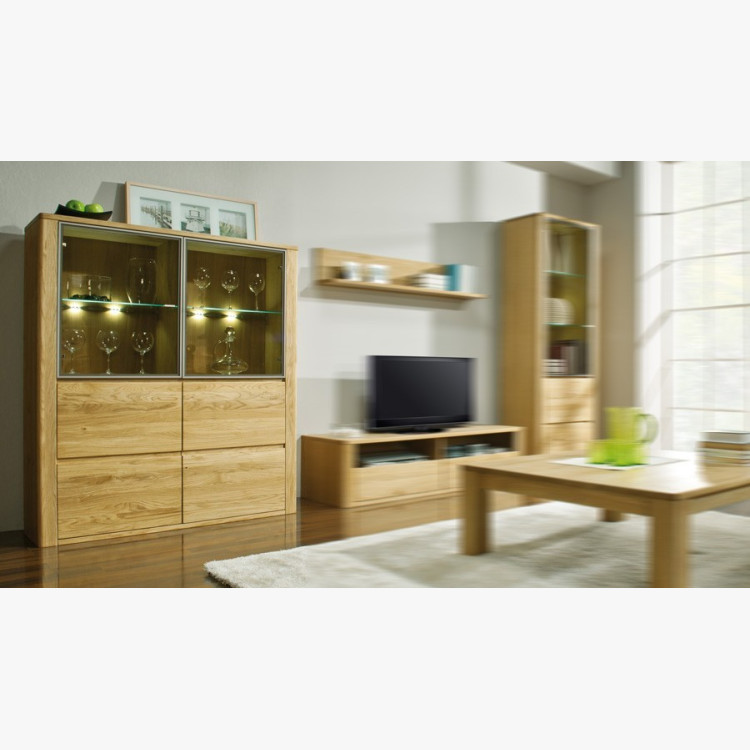 Skleněná dubová vitrina, Nice 05 dub natural