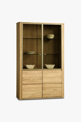 Zweistöckige Vitrine aus Eiche, naturfarben, 199 cm hoch, Stauraum Möbel