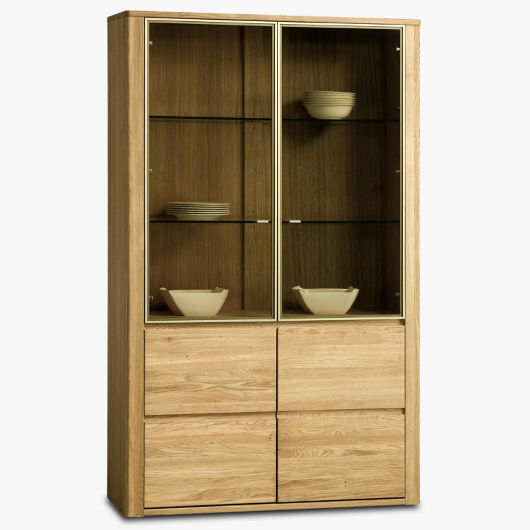 Veľká dvojdverová vitrína do obývačky vo farbe olej