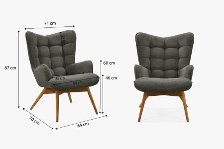 Křeslo do obývacího pokoje, zelená látka