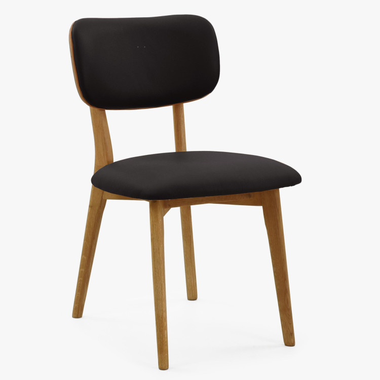 Dubová kožená židle - černá