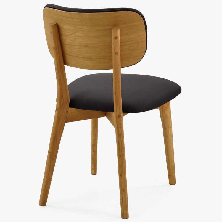 Dubová kožená židle - černá