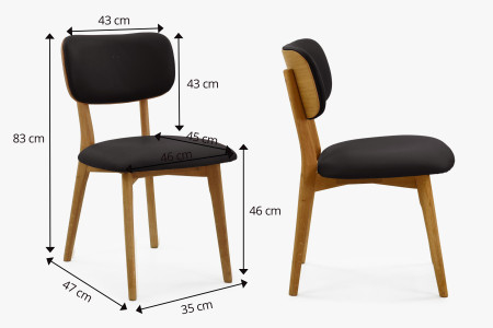 Dubová kožená židle - černá