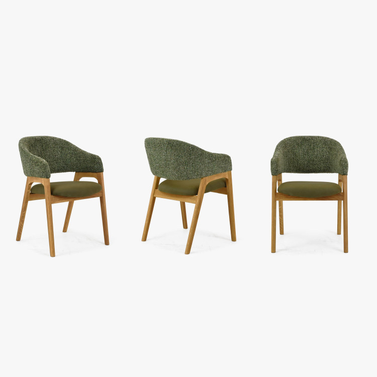 Křeslo s područkami zelené dub