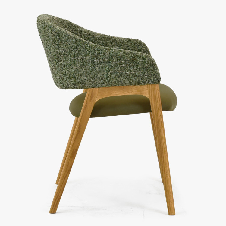 Křeslo s područkami zelené dub