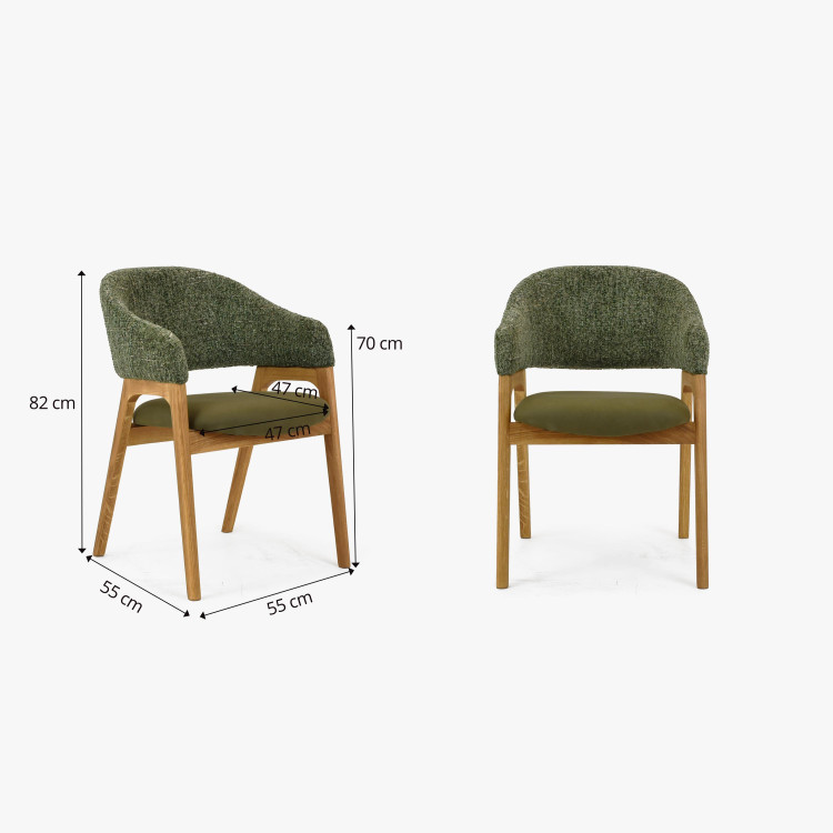 Křeslo s područkami zelené dub