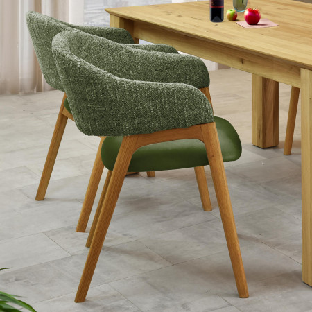 Křeslo s područkami zelené dub