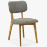Polsterstuhl Eiche Grau Massivholz Stoff EasyClean
