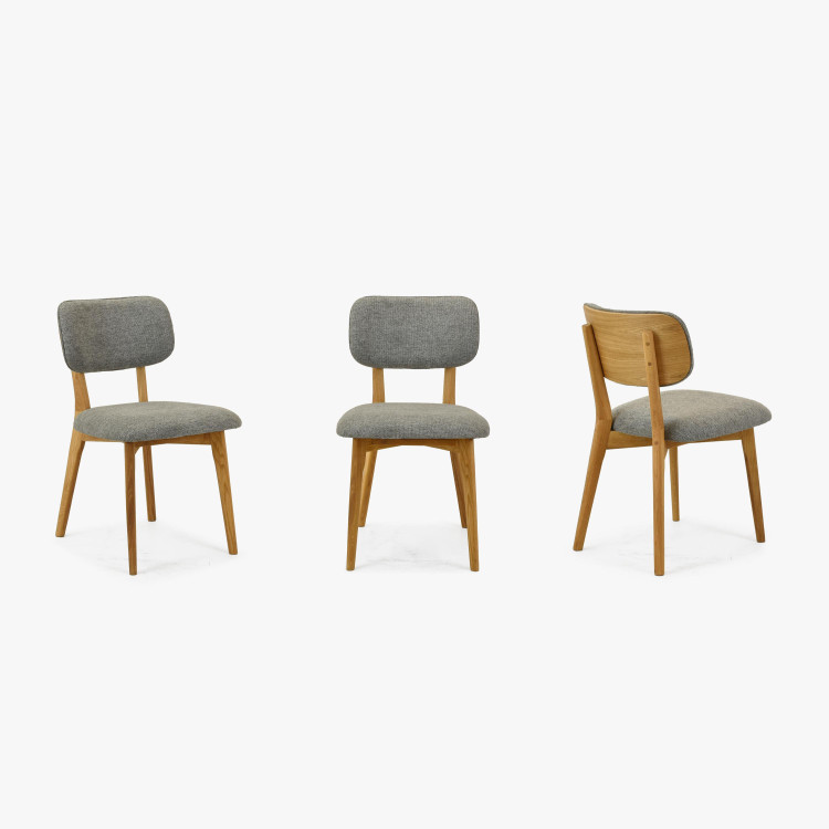 Dubová čaluněná židle - barva šedá