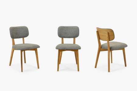 Dubová čaluněná židle - barva šedá