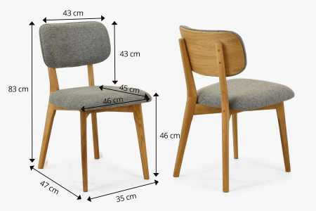 Dubová čaluněná židle - barva šedá