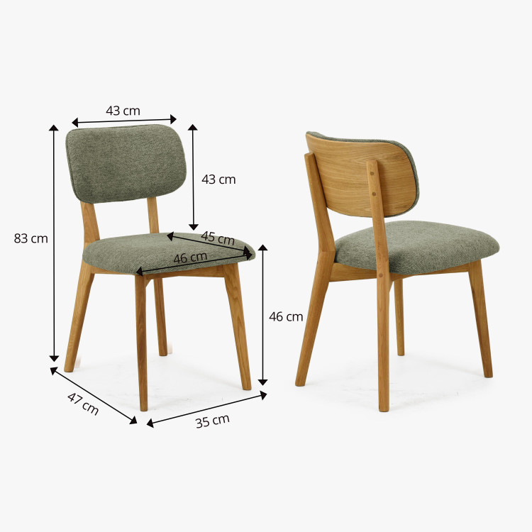 Dubová čaluněná židle - barva zelená