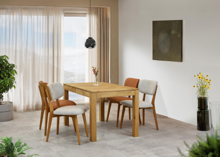 Dubová čaluněná židle - barva žlutá