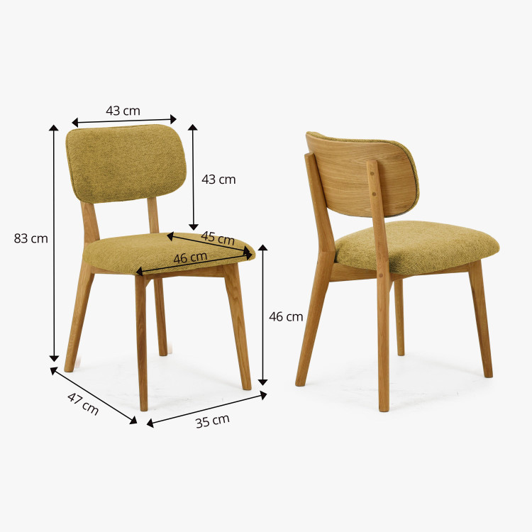 Dubová čaluněná židle - barva žlutá