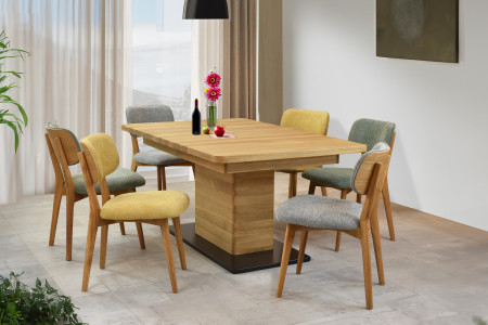 Dubová čaluněná židle - barva žlutá