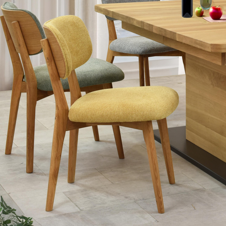 Dubová čaluněná židle - barva žlutá