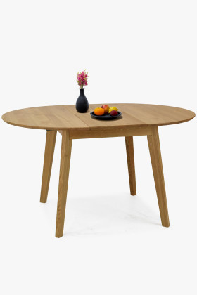 Dřevěný dubový kulatý stůl s rozkladem, matný lak