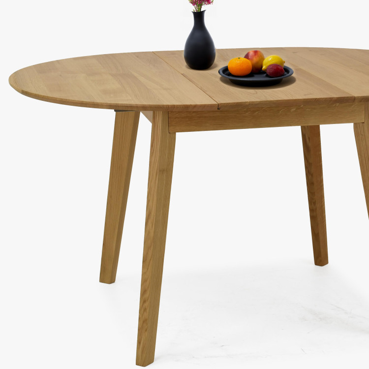 Dřevěný dubový kulatý stůl s rozkladem, matný lak