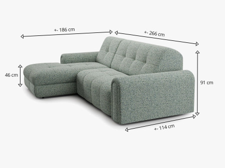 Rohová sedačka s úložným prostorem a funkcí spaní, levá