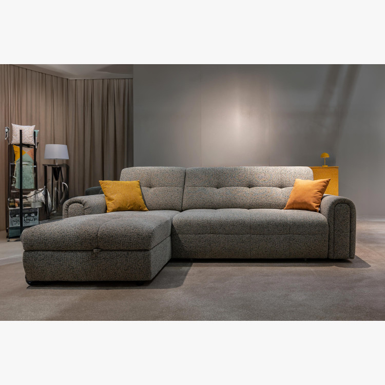 Rohová sedačka s úložným prostorem a funkcí spaní, levá