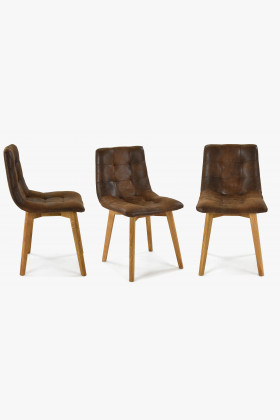 Dubová stolička - hnedá imitácia kože, Leonardo , Jedálenské stoličky- 1 2