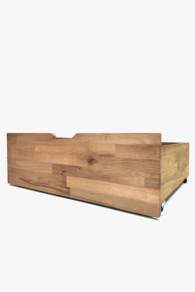 Massives Eichenholz Doppelbett 140 cm mit Stauraum