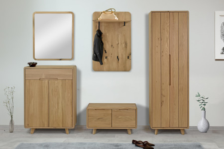 Massivholz Flurschrank Weiß Eiche Skandinavisches Design