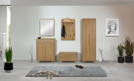 Massivholz Flurschrank Weiß Eiche Skandinavisches Design