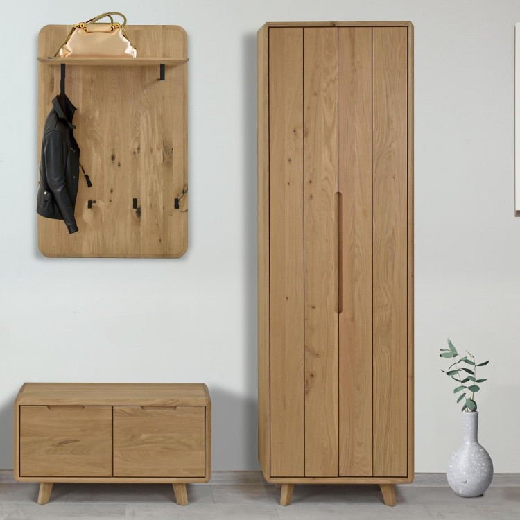 Massivholz Flurschrank Weiß Eiche Skandinavisches Design