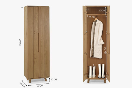 Massivholz Flurschrank Weiß Eiche Skandinavisches Design