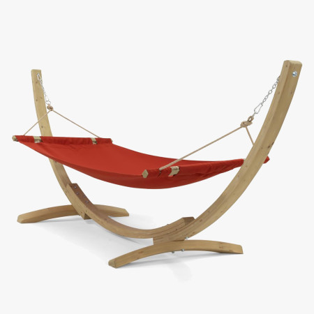 Hamak s dřevěnou konstrukcí , červený