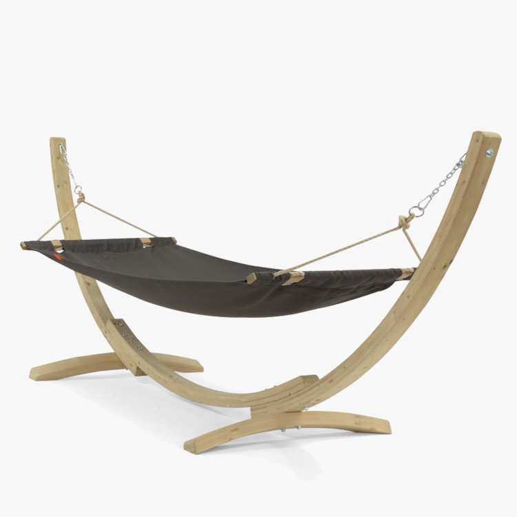 Hamak s dřevěnou konstrukcí , barva grafit