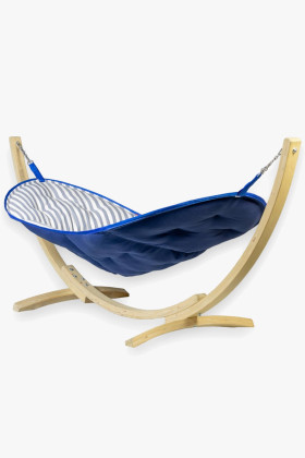 Hamak LUX s dřevěnou konstrukcí , barva modrá