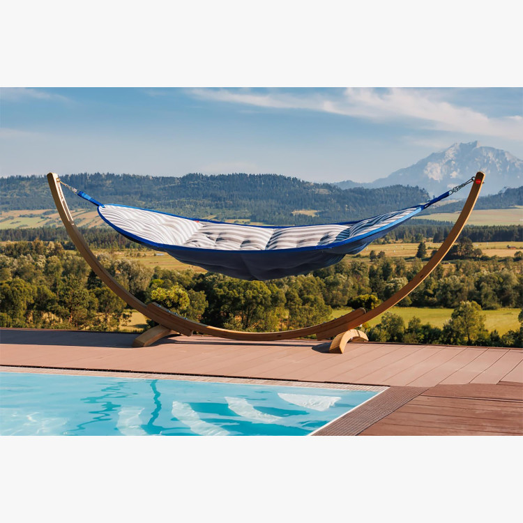 Hamak LUX s dřevěnou konstrukcí , barva modrá