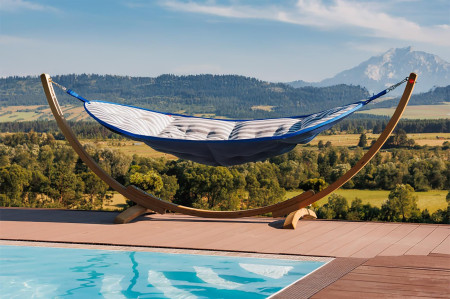 Hamak LUX s dřevěnou konstrukcí , barva modrá