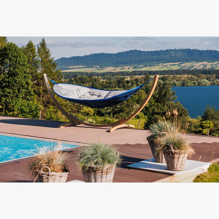 Hamak LUX s dřevěnou konstrukcí , barva modrá