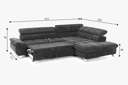 Rohová sedačka s funkcí spaní , Roh v pravo