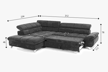 Rohová sedačka s funkcí spaní , Roh v levo